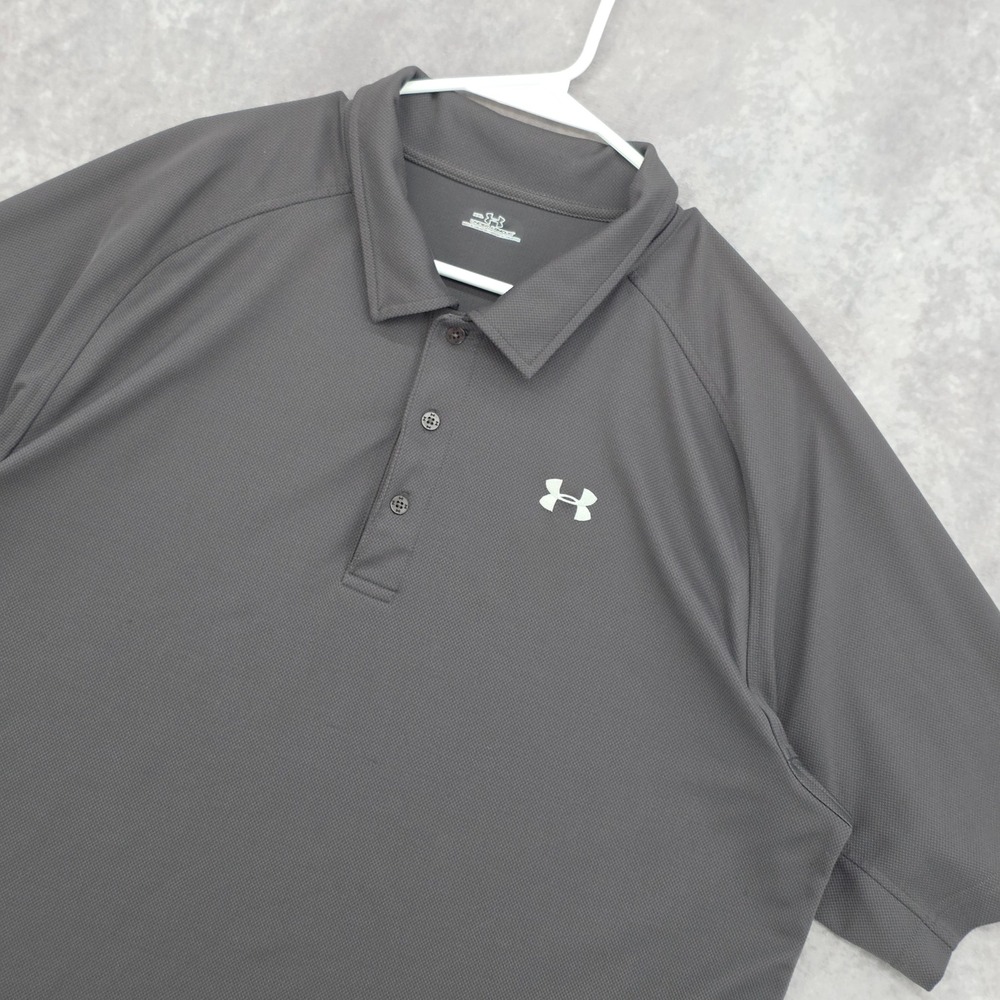 Under Armour Golf Polo Shirt Mens XXL Charcoal Gray Short Sleeve Performance